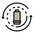 Recycling batteries icon color outline vector