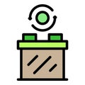 Recycling batteries icon color outline vector