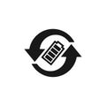 Recycling battery icon isolated of flat style design