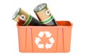 Recycling bin with batteries, 3D rendering Royalty Free Stock Photo