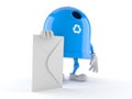 Recycling bin character with envelope