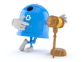 Recycling bin character with gavel Royalty Free Stock Photo