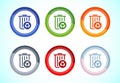 Recycling bin icon design illustration. Environment icon, trash bin sign, 6 color button design set Royalty Free Stock Photo