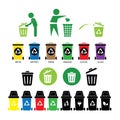 Recycling bin icons set Royalty Free Stock Photo
