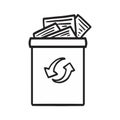 Recycling Bin Line Art. doodle drawing icon Royalty Free Stock Photo