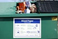 Recycling bin for paper refuse.