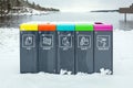 Recycling bins at Baltic Sea of Sweden for protect environment Royalty Free Stock Photo