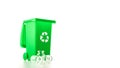 Recycling bins. Green dustbin for recycle glass can trash isolated on white background. Container for disposal garbage waste and Royalty Free Stock Photo