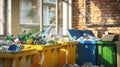 Recycling Bins in Office.AI generated image Royalty Free Stock Photo