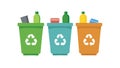 Recycling bins for waste sorting environmental responsibility, vector design Generative AI Royalty Free Stock Photo