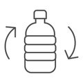 Recycling bottle thin line icon. Recycle plastic can with arrows, biodegradable materials. Zero waste design concept Royalty Free Stock Photo