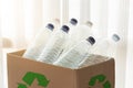 Recycling box filled with clear plastic containers Royalty Free Stock Photo