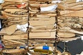 Recycling cardboard packaging concept. Recycling of old cardboard, environmental business Royalty Free Stock Photo