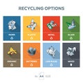 Recycling categories options waste sign kit Royalty Free Stock Photo