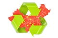 Recycling in China concept, 3D rendering