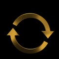 Recycling Circular Arrows. Golden Metallic Color. 3D Render Illustration Royalty Free Stock Photo