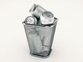 Recycling concept: drink cans in the trash bin.