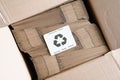 recycling concept. Production of environmentally friendly packaging from recycled cardboard Royalty Free Stock Photo