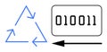 Recycling and Data Concept with Triangle Arrows and Binary Code Elements Royalty Free Stock Photo
