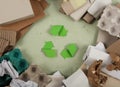 Recycling concept. Waste paper and cardboard Top view