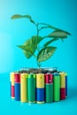 Recycling and disposal of alkaline batteries. Concept of energy friendly to the environment and ecology Royalty Free Stock Photo