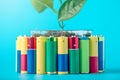 Recycling and disposal of alkaline batteries. Concept of energy friendly to the environment and ecology Royalty Free Stock Photo