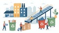 Recycling Factory Workers Waste Sorting Process Illustration Royalty Free Stock Photo