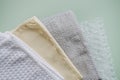 Recycling Fibers in the Textile Industry. Sustainable recycled cotton fiber. Many napkins fabrics made of recycled