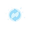 Recycling flat vector icon. Filled line style. Blue monochrome design. Editable stroke