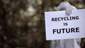 Recycling is future sign in ecologist hands, template for ecological survey Royalty Free Stock Photo