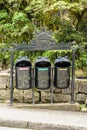 Recycling garbage bins in Aguas calientes,Cusco, Peru Royalty Free Stock Photo