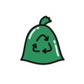 Recycling garbage doodle icon, vector illustration