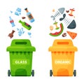 Recycling garbage elements trash bags tires management industry utilize waste can vector illustration. Royalty Free Stock Photo