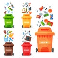 Recycling garbage elements trash bags tires management industry utilize waste can vector illustration. Royalty Free Stock Photo