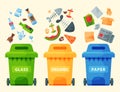 Recycling garbage elements trash bags tires management industry utilize waste can vector illustration. Royalty Free Stock Photo