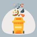 Recycling garbage organic elements trash tires management industry utilize waste can vector illustration. Royalty Free Stock Photo