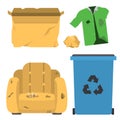 Recycling garbage vector trash bags tires management ecology industry garbage utilize concept waste sorting illustration