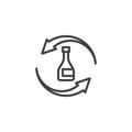 Recycling glass bottle line icon