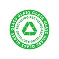 Recycling glass green circle badge with Mobius strip, band or loop. Design element for packaging design and promotional Royalty Free Stock Photo