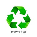 Recycling. Green recycle eco symbol. isolated on white background. Recycled arrows sign. Cycle recycled icon. Recycled Royalty Free Stock Photo