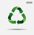 Recycling icon, logo isolated on white background. Recycle logo in in issolated background. Green arrows recycle eco symbol