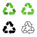 Recycling icons set isolated on white background. Arrow that rotates endlessly recycled concept. Recycle eco symbol Royalty Free Stock Photo