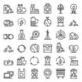 Recycling icons set, outline style