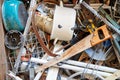 Recycling industry - Dump of ferrous materials in the recycler for the collection of bulky. Royalty Free Stock Photo