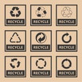 Recycling labels set, recycle icons and symbols