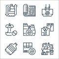 recycling line icons. linear set. quality vector line set such as recycle, cardboard box, gallon, clothing, shampoo, waste, tote
