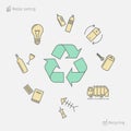 Recycling line icons. Waste sorting set. Vector.