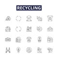 Recycling line vector icons and signs. Reuse, Upcycle, Reduce, Salvage, Repurpose, Compost, Reloop, Reclaim outline