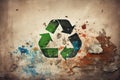 recycling logo on a disrepair wall Royalty Free Stock Photo