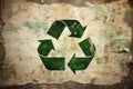 recycling logo on a disrepair wall Royalty Free Stock Photo